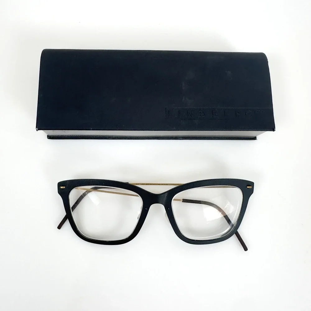 Lindberg Now 6527 Eyeglasses Matte Black Gold Titanium Danish Designer Frames